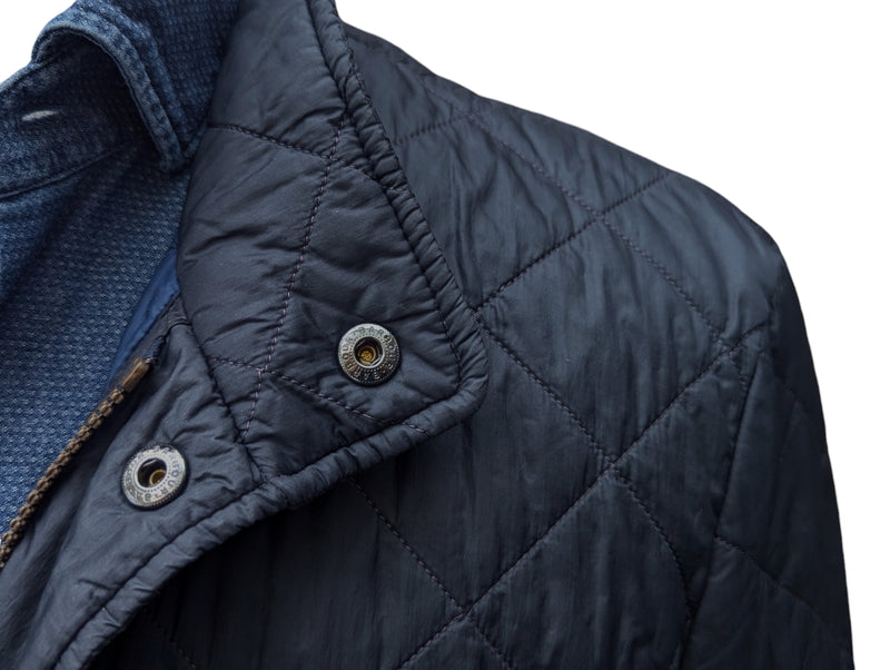 Barbour Jacket S/M Soft Midnight Steel Blue Chelsea Padded Quilt Polyester