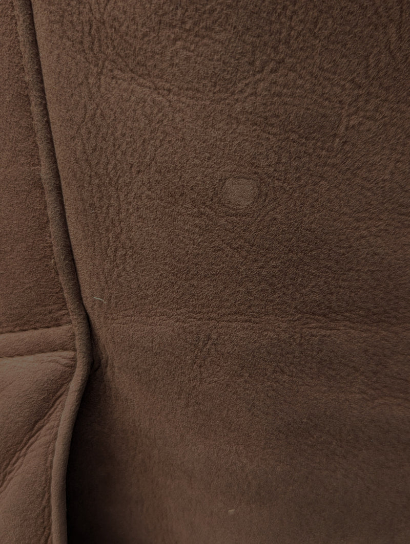 Vintage Selfridges Leather Lambsuede Shearling DB Coat XL/44 Brown