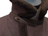Vintage Selfridges Leather Lambsuede Shearling DB Coat XL/44 Brown