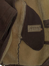 Vintage Selfridges Leather Lambsuede Shearling DB Coat XL/44 Brown