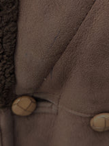 Vintage Selfridges Leather Lambsuede Shearling DB Coat XL/44 Brown