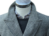 Abraham Moon Coat L/42 Prince of Wales Plaid DB Pure Wool