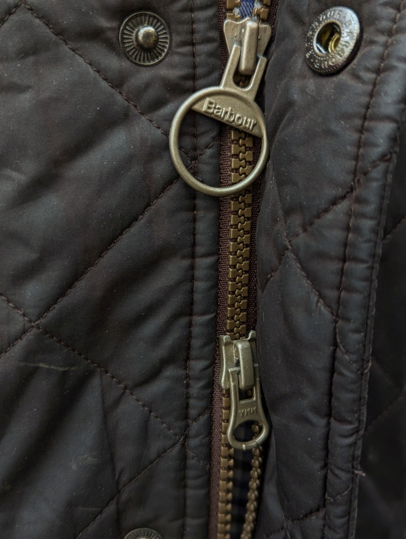 Barbour Jacket M/L Dark Khaki Green Chelsea Padded Quilt Polyester