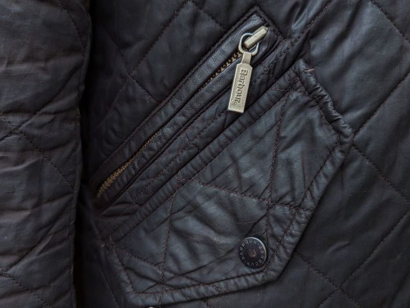 Barbour Jacket M/L Dark Brown Chelsea Padded Quilt Polyester