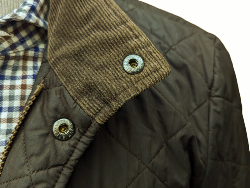 Barbour Jacket M/L Dark Khaki Green Chelsea Padded Quilt Polyester
