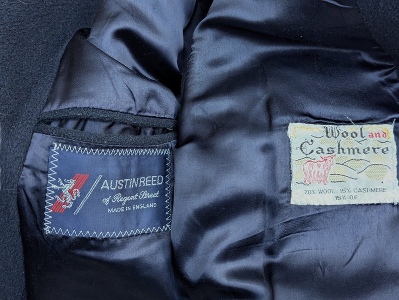 Vintage Austin Reed M/38 DB Peacoat Navy Blue Wool/Cashmere