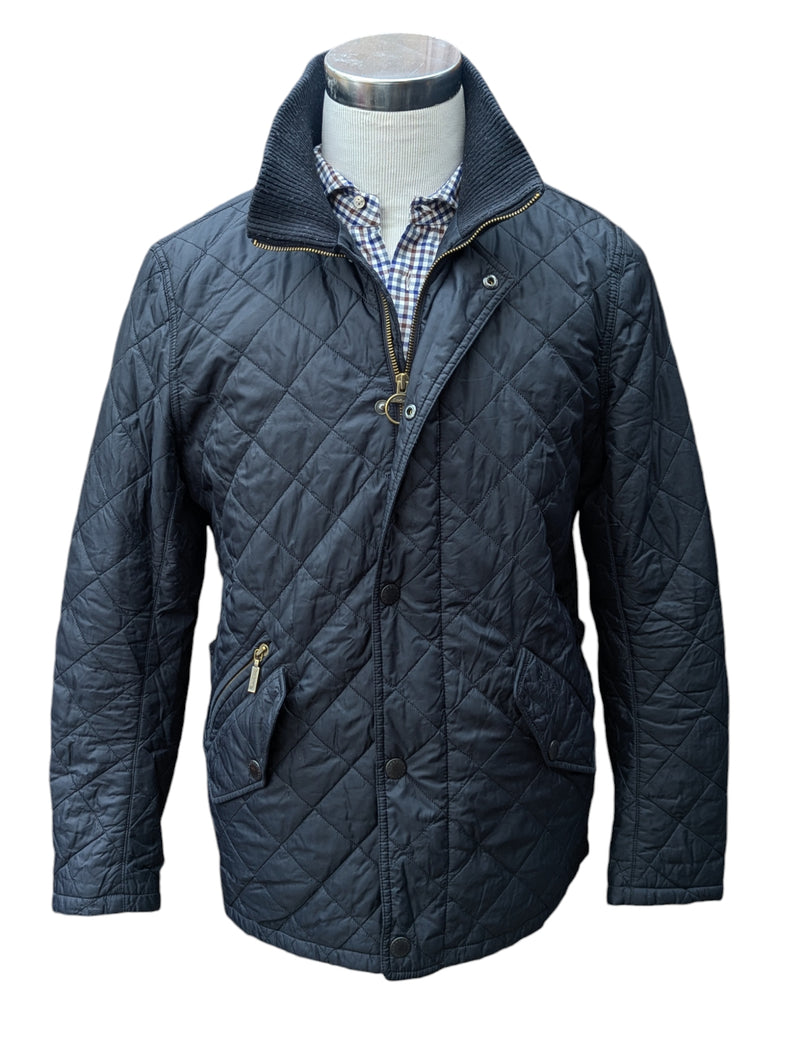 Barbour Jacket M/L Midnight Blue Ribbed Chelsea Padded Quilt Polyester