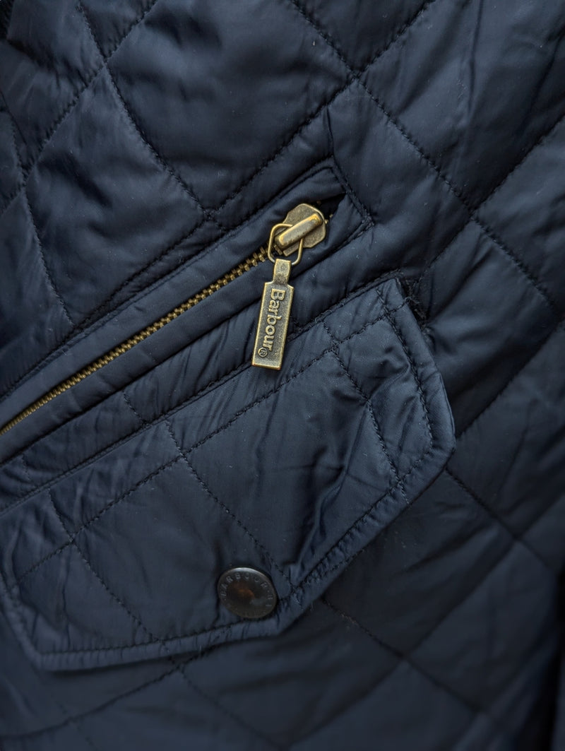 Barbour Jacket M/L Midnight Blue Ribbed Chelsea Padded Quilt Polyester