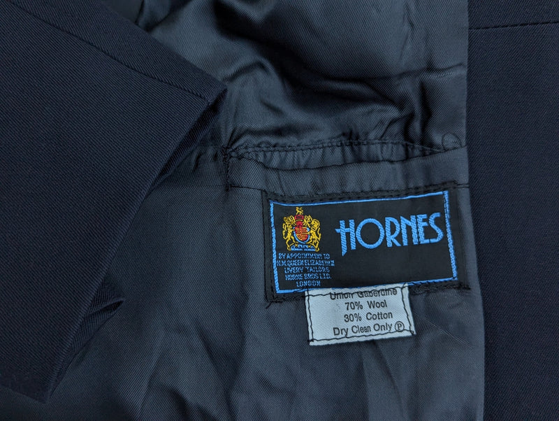 Vintage Hornes Royal Warrant Coat M/40R Navy Blue Wool/Cotton Twill