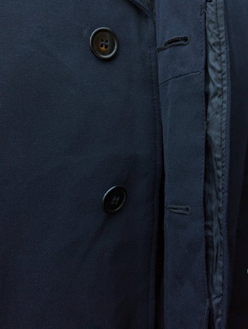 Vintage Hornes Royal Warrant Coat M/40R Navy Blue Wool/Cotton Twill