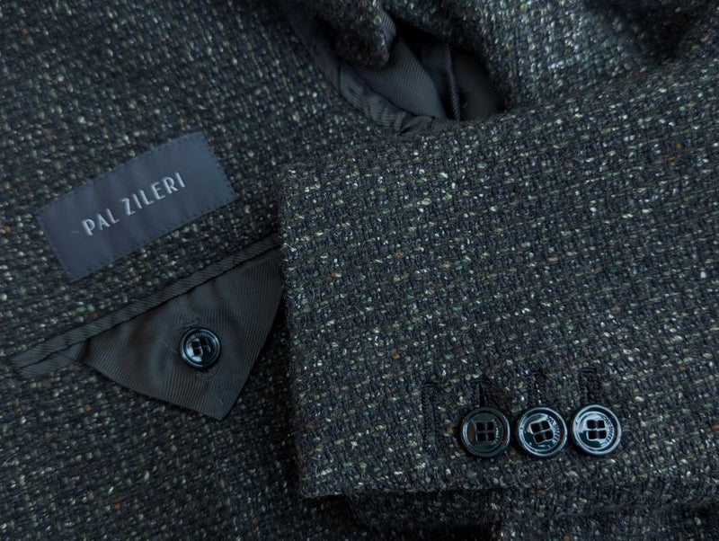 Pal Zileri Sport Coat 38R Charcoal Green Flecked Wool/Cashmere
