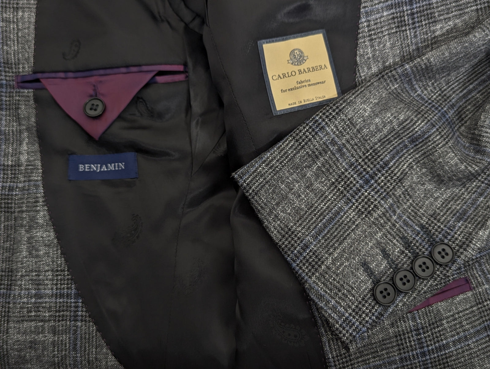 TOMORROWLAND pilgrim CARLO BARBERAスーツ46 Benjamin Carlo Barbera 3-in-1 Suit Mid Grey Plaid Wool/Viscose