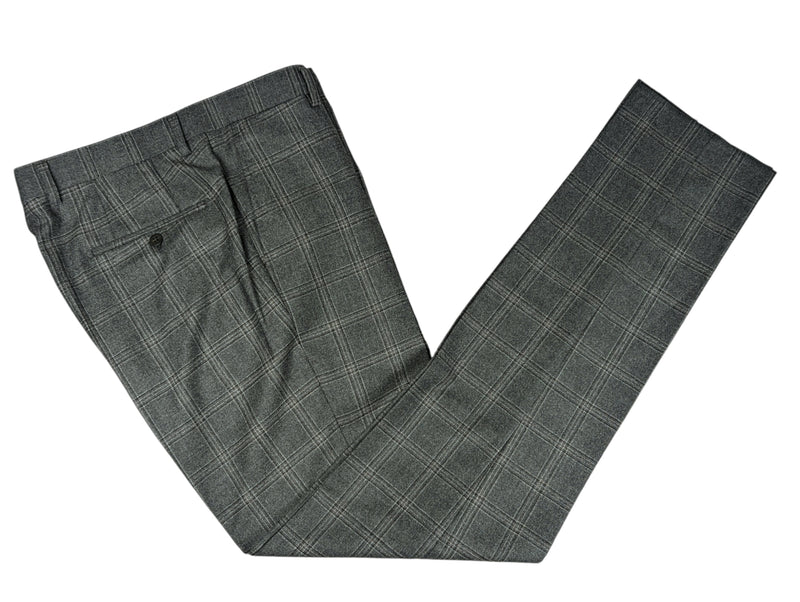 Benjamin Suit Mid Grey Plaid 2-Button Wool Flannel