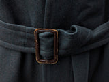 Vintage Austin Reed Belted Balmacaan Raglan Coat L/42 Olive-Grey Twill Pure Wool