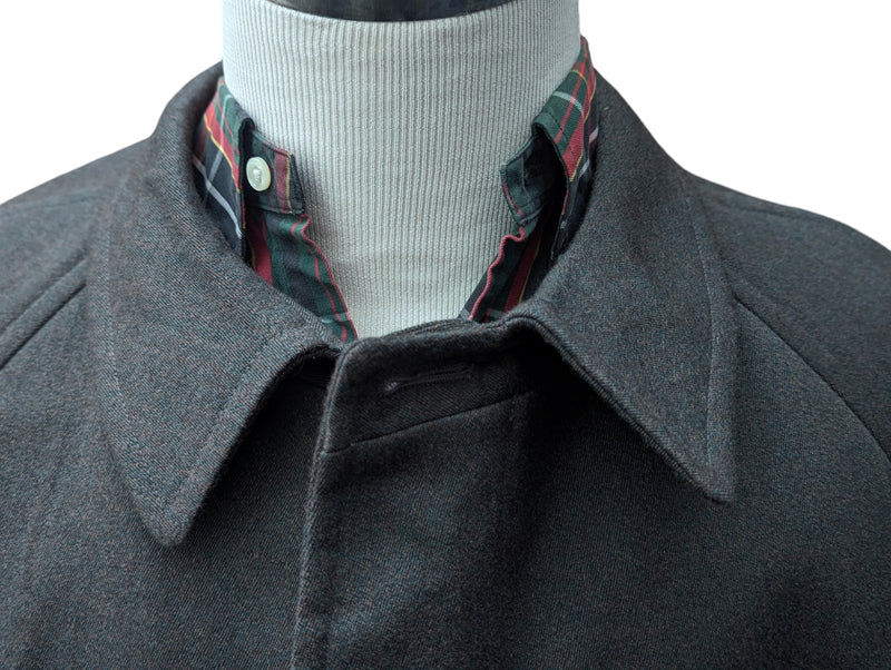 Vintage Austin Reed Belted Balmacaan Raglan Coat L/42 Olive-Grey Twill Pure Wool