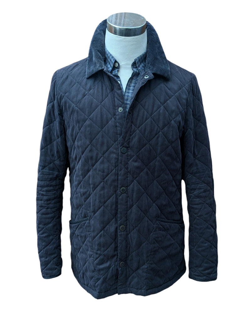 Barbour Jacket L Navy Blue Bonell Padded Quilt Poly