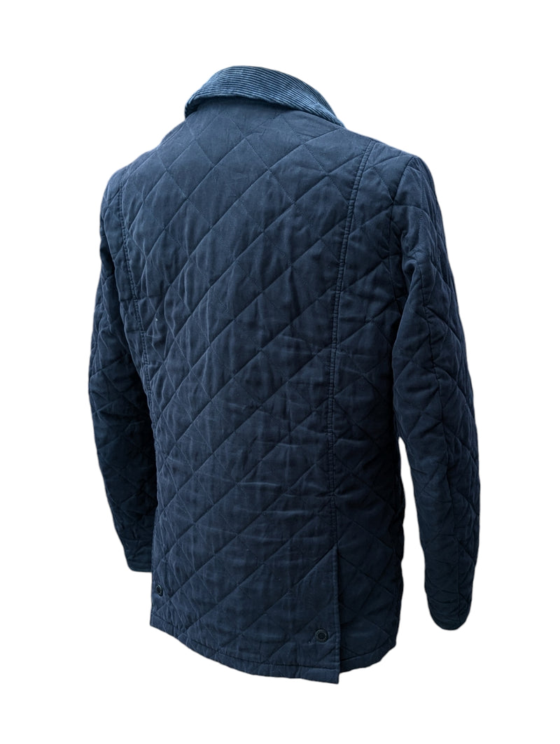 Barbour Jacket L Navy Blue Bonell Padded Quilt Poly