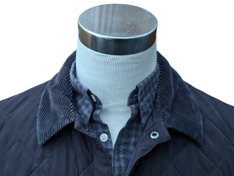 Barbour Jacket L Navy Blue Bonell Padded Quilt Poly