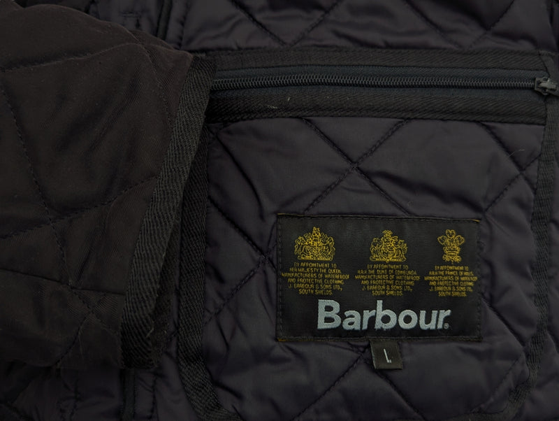 Barbour Jacket L Navy Blue Bonell Padded Quilt Poly