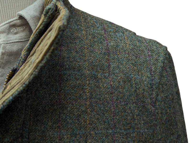 Abraham Moon Car Coat M Soft Green Yorkshire Tweed Wool