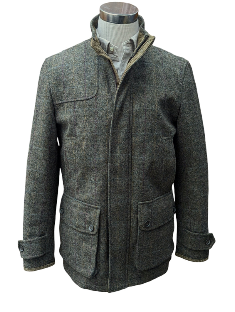 Abraham Moon Car Coat M Soft Green Yorkshire Tweed Wool
