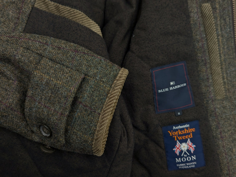 Abraham Moon Car Coat M Soft Green Yorkshire Tweed Wool