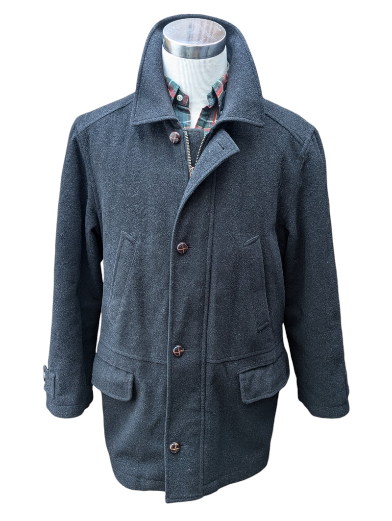 Marks & Spencer British Car Coat L Charcoal Grey Wool/Lambswool