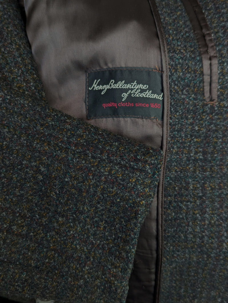 Vintage Ballantyne Scotland Coat 40/M Charcoal Brown Heavy Wool Tweed