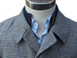 Vintage Dunn & Co. Marling & Evans Balmacaan Coat M/40 Grey with Blue Plaid 3-button pure wool