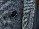 Vintage Dunn & Co. Marling & Evans Balmacaan Coat M/40 Grey with Blue Plaid 3-button pure wool