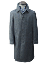 Vintage Dunn & Co. Marling & Evans Balmacaan Coat M/40 Grey with Blue Plaid 3-button pure wool