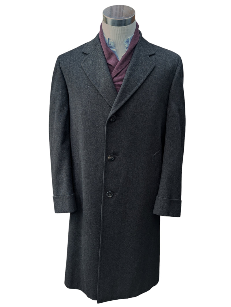 Vintage Chester Barrie Coat L/42 Dark Charcoal Brown Pure Wool