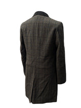 Abraham Moon Coat S/38R Olive Brown Windowpane Wool Tweed
