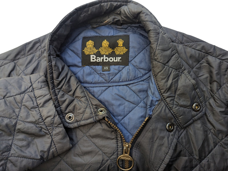 Barbour Jacket XS/S Soft Midnight Steel Blue Chelsea Padded Quilt Polyester