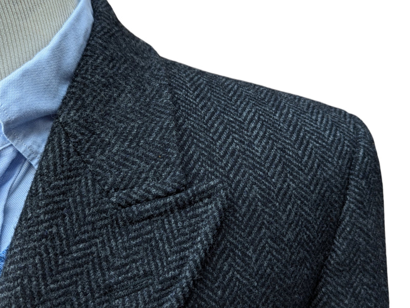 Abraham Moon Coat XL/44 Charcoal Herringbone DB Pure Wool