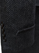 Abraham Moon Coat XL/44 Charcoal Herringbone DB Pure Wool