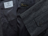 Vintage San Remo Zegna Balmacaan Coat 42 L/XL Grey Herringbone Heavy Wool