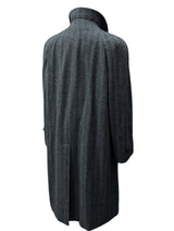 Vintage San Remo Zegna Balmacaan Coat 42 L/XL Grey Herringbone Heavy Wool