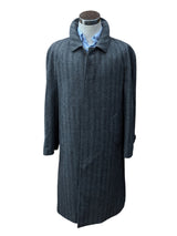 Vintage San Remo Zegna Balmacaan Coat 42 L/XL Grey Herringbone Heavy Wool