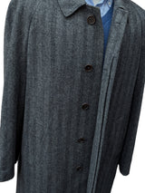 Vintage San Remo Zegna Balmacaan Coat 42 L/XL Grey Herringbone Heavy Wool