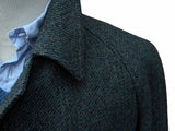 Vintage Dunn & Co. Raglan Balmacaan Coat XL/44 Dark Teal/Grey Plaid Pure Wool
