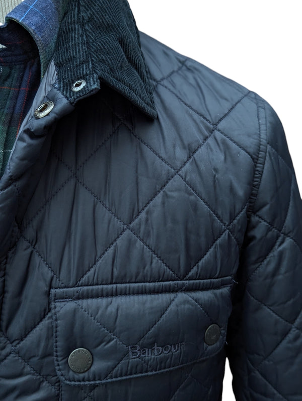 Barbour Jacket M Navy Blue Akenside Padded Quilt Polyamide