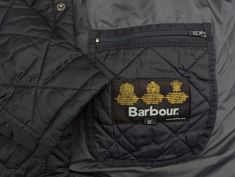 Barbour Jacket S/M Navy Blue Akenside Padded Quilt Polyamide