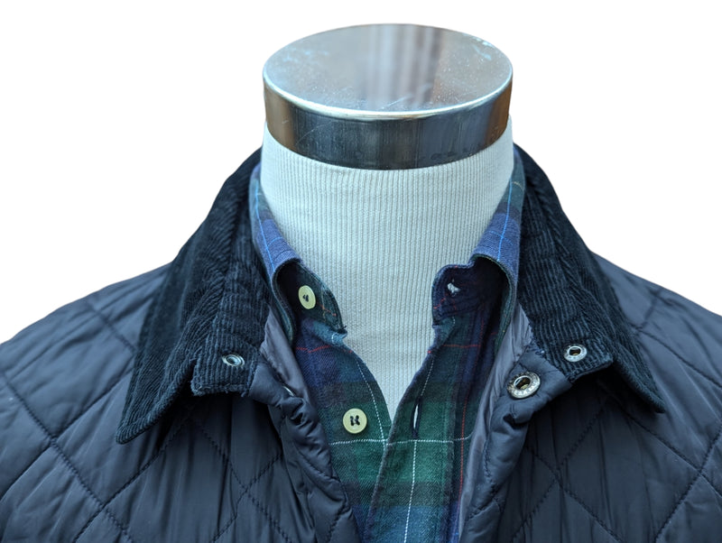 Barbour Jacket S/M Navy Blue Akenside Padded Quilt Polyamide