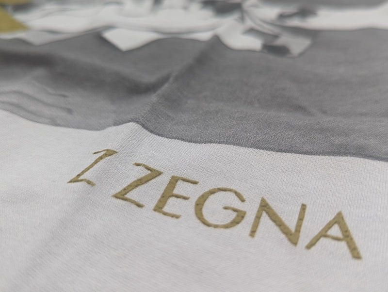 Zegna Tee Shirt M White Decoupage Graphic Cotton