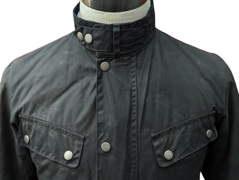 Barbour Motorcycle Jacket M Midnight Duke Waxed Cotton