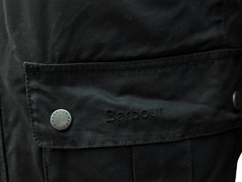 Barbour Motorcycle Jacket M Midnight Duke Waxed Cotton