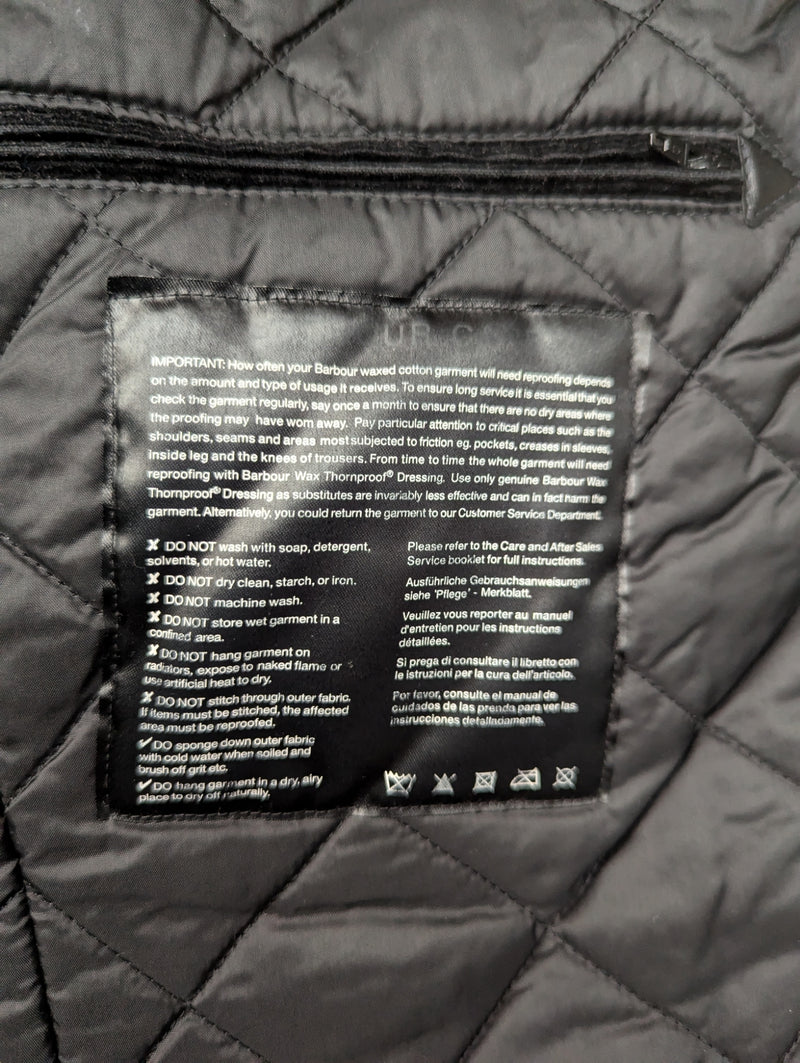 Barbour Motorcycle Jacket M Midnight Duke Waxed Cotton