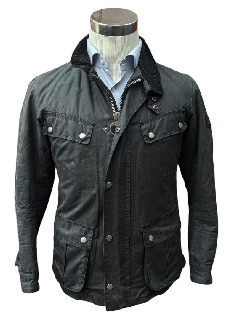 Barbour Motorcycle Jacket M Midnight Duke Waxed Cotton