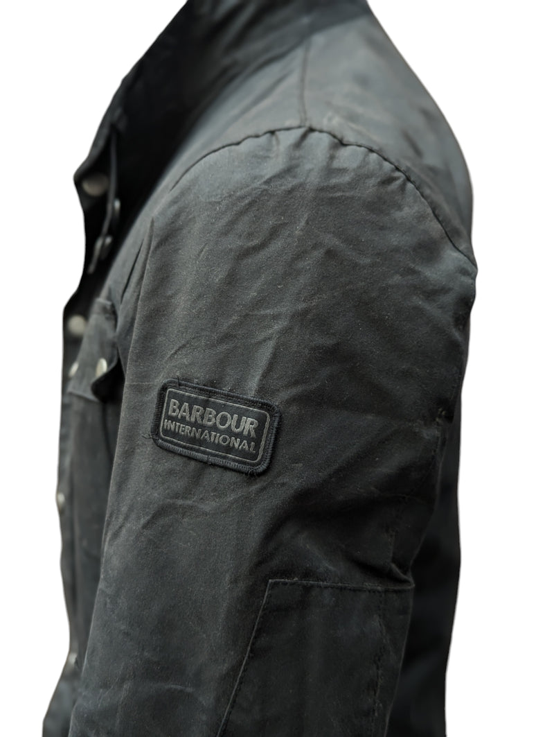 Barbour Motorcycle Jacket M Midnight Duke Waxed Cotton